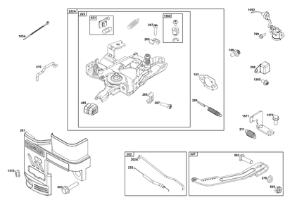 Controls Group Diagram and Parts List for 12V332-0129-01 100000 - 19Z999 Briggs and Stratton Engine